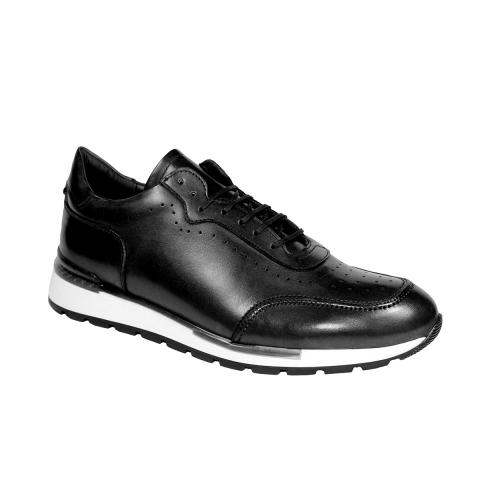 Duca Di Matiste "Marini" Black Genuine Calfskin Casual Sneakers.