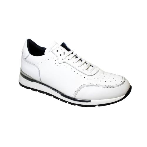 Duca Di Matiste "Marini" White Genuine Calfskin Casual Sneakers.