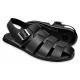 Salvanni Black Vegan Leather Closed Toe Monk Strap Fisherman Sandals 6928
