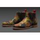 Tayno "Beatle" Green / Brown Camouflage Vegan Suede Casual Chelsea Boots