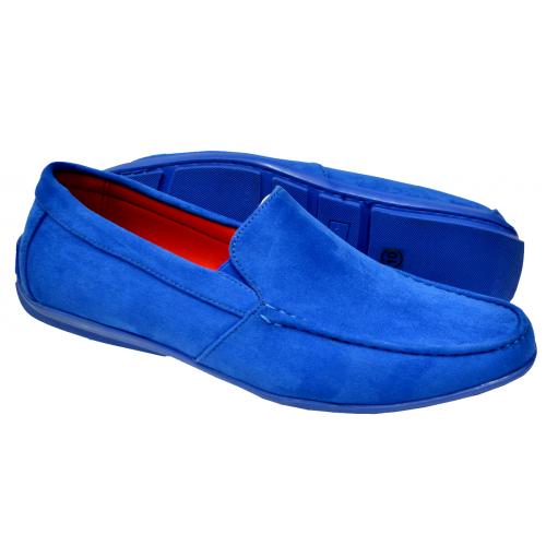 Tayno "Mirp" Royal Blue Vegan Suede Moc Toe Driving Loafers