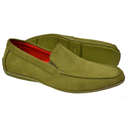Tayno "Mirp" Green Vegan Suede Moc Toe Driving Loafers