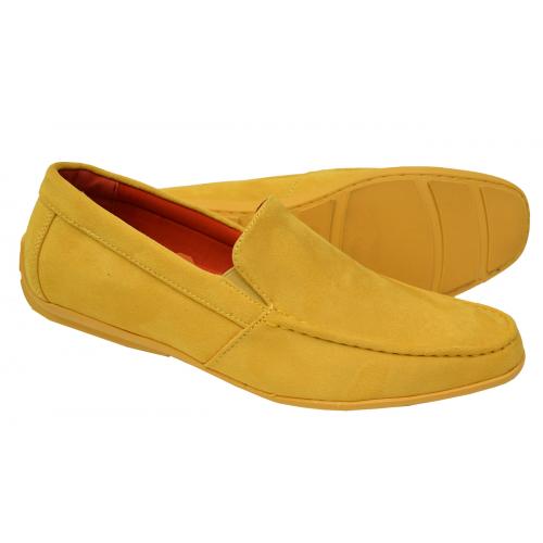 Tayno "Mirp" Golden Yellow Vegan Suede Moc Toe Driving Loafers