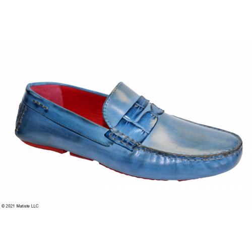 Fennix Italy "Caleb" Blue Genuine Alligator / Calf-Skin Leather Driver Mocassin Loafer Shoes.