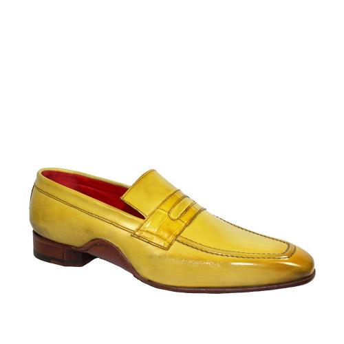Fennix Italy "Edward " Yellow Genuine Alligator / Calf-Skin Leather Penny Loafer Shoes.