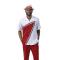 Montique Red / White / Black Abstract Design Short Sleeve Outfit 2020