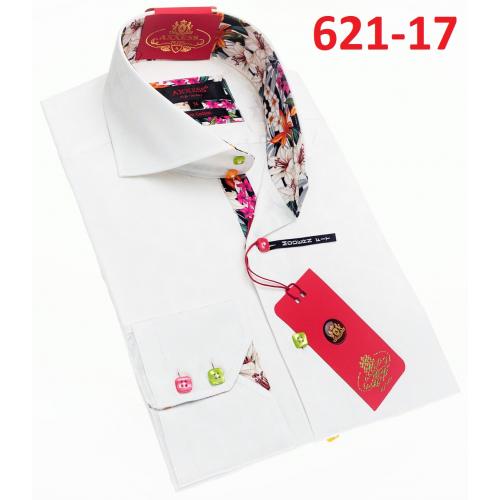 Axxess White Cotton Modern Fit Dress Shirt With Button Cuff 621-17.
