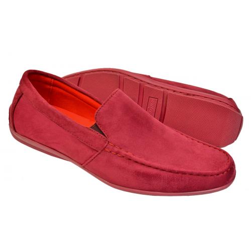Tayno "Mirp" Burgundy Vegan Suede Moc Toe Driving Loafers