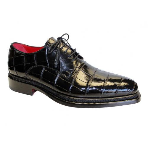 Fennix Italy "Gabriel" Black Genuine Alligator Shoes.