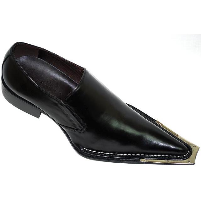 Mens Shoes European Style Leather Zota Tri Angle Toe Metal Ornament G4H939 Black 