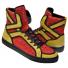 Fiesso Red / Gold / Black Crystal Studded Microsuede High Top Sneakers FI2402