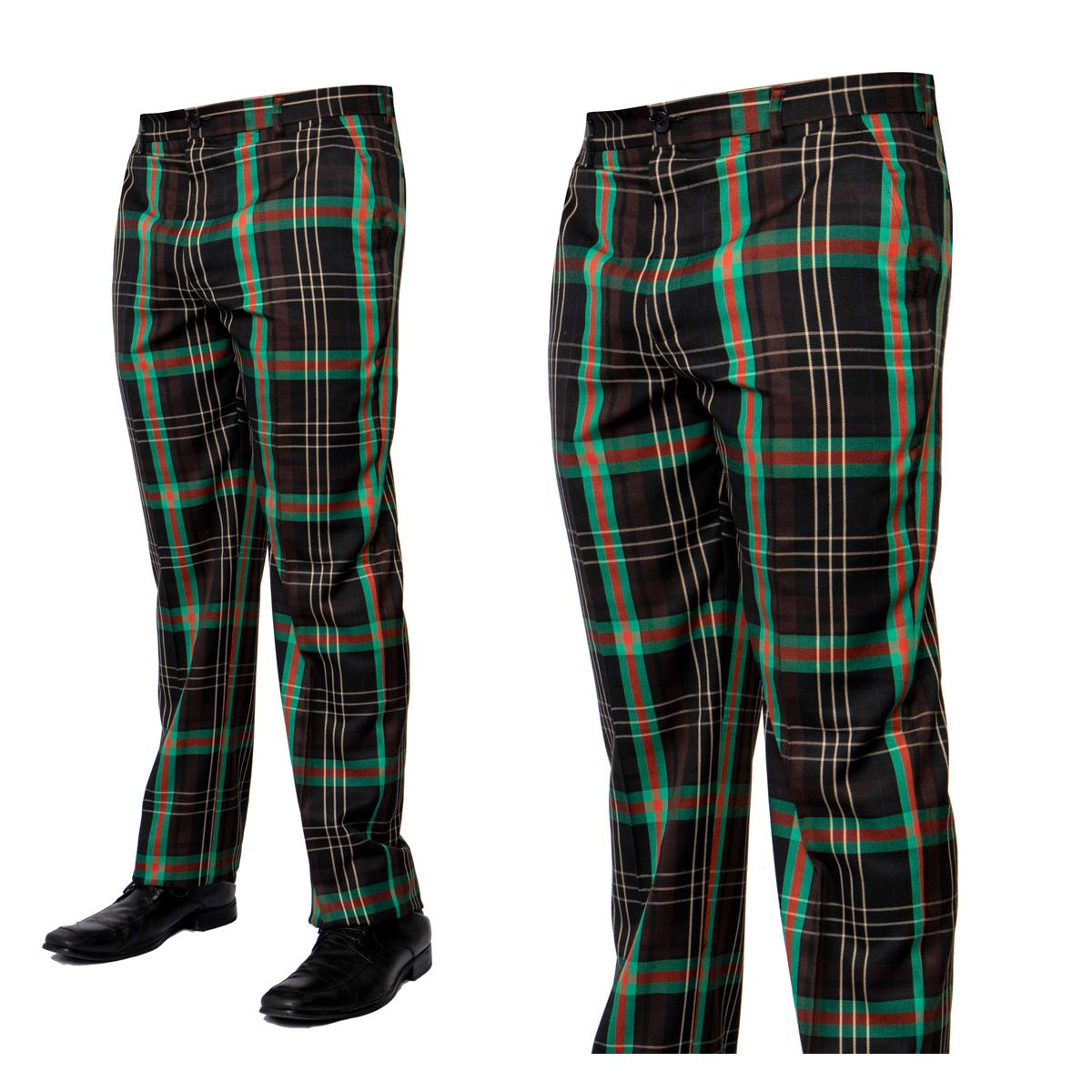Prestige Black Classic Fit Dress Slack With Green and Red Plaid ...