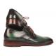 Paul Parkman Green Genuine Leather Medallion Toe Derby Shoes 6584-GRN