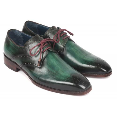 Paul Parkman Green Genuine Leather Medallion Toe Derby Shoes 6584-GRN