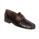 Lombardy Brown Genuine Lizard / Leather Check Pattern Penny Loafer Shoes ZLA038607.