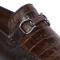 Lombardy Brown Genuine Crocodile / Leather Horsebit Loafer Shoes ZLA058207.