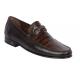 Lombardy Brown Genuine Crocodile / Leather Horsebit Loafer Shoes ZLA058207.
