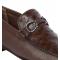 Lombardy Brown Genuine Quill Ostrich / Leather Horsebit Loafer Shoes ZLA050307.