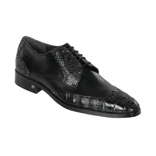 Lombardy Black Genuine Crocodile / Leather Wingtip Dress Shoe ZLM018205.