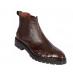 Lombardy Brown Genuine Ostrich & Crocodile Lug Sole Ankle Boot ZLM078207.