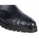 Lombardy Navy Genuine Ostrich & Crocodile Lug Sole Ankle Boot ZLM078210.