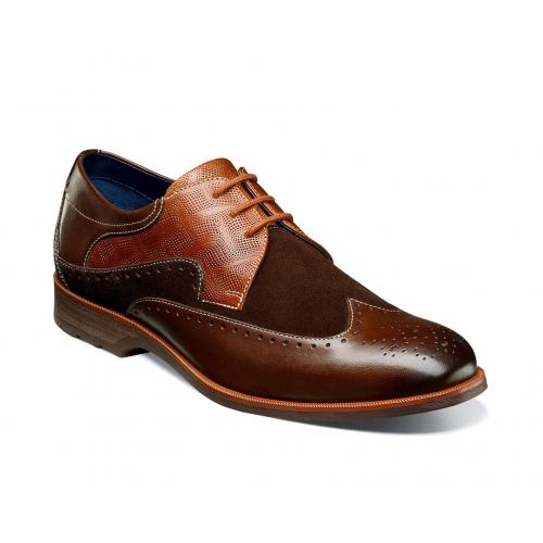 Stacy Adams KITT Brown Combo Burnished Leather / Suede Wingtip Oxford ...