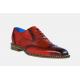 Belvedere "Napoli" Antique Red Genuine Exotic Ostrich / Calf-Skin Leather Oxford Shoes R33.
