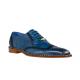 Belvedere "Napoli" Antique Blue Jean Genuine Exotic Ostrich / Calf-Skin Leather Oxford Shoes R33.