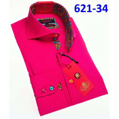 Axxess Fuchsia Cotton  Modern Fit Dress Shirt With Button Cuff 621-34.