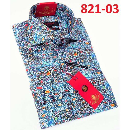 Axxess Multicolor Cotton Modern Fit Dress Shirt With Button Cuff 821-03.