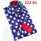 Axxess Royal Blue / White Polka Dots Design Cotton Modern Fit Dress Shirt With Button Cuff 221-01.