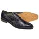 Belvedere "T-Rex" Navy Blue All-Over Genuine Hornback Crocodile Shoes With Eyes