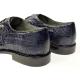 Belvedere "T-Rex" Navy Blue All-Over Genuine Hornback Crocodile Shoes With Eyes