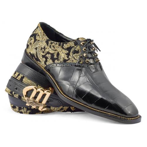 Mauri Smooth Black / Gold Genuine Alligator / Didier Fabric Oxford ...