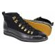 Giovanni "Nelson" Black Calfskin Leather / Suede Wingtip Sneaker Boots