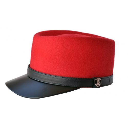 Bruno Capelo Black / Red Wool / PU Leather Telescope Baseball Hat LG-143