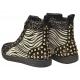 Fiesso Black / White / Gold Studded Pony Hair / Microsuede High Top Sneakers FI2347