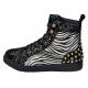 Fiesso Black / White / Gold Studded Pony Hair / Microsuede High Top Sneakers FI2347