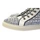 Fiesso White / Black / Silver Glitter / Spiked PU Leather High Top Sneakers FI2369