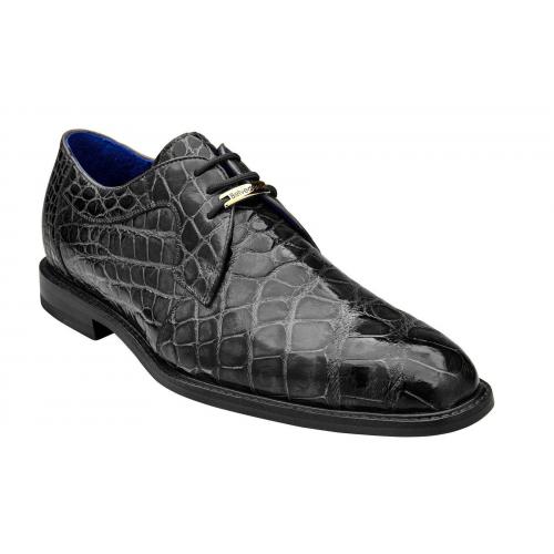 Belvedere "Amato" Black Genuine Alligator Dress Shoes.