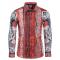 Barabas Red / Black Cotton Crystal Studded Greek Design Long Sleeve Shirt SPR962