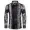 Barabas Black / White Cotton Crystal Studded Greek Design Long Sleeve Shirt SPR962