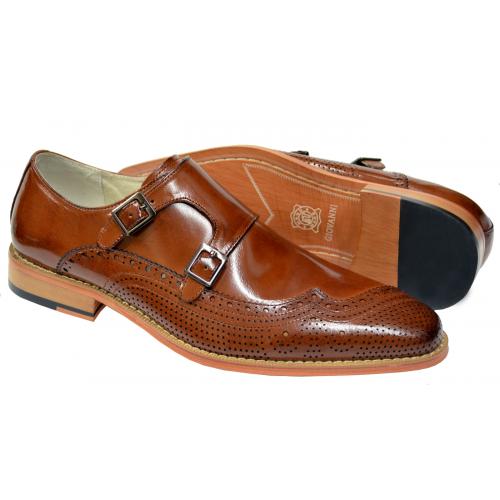 Giovanni "Koleman" Cognac Calfskin Double Monk Strap Shoes