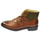 Giovanni "Nash" Cognac Calfskin / Tweed Lace-Up Monk Strap Tractor Sole Ankle Boots