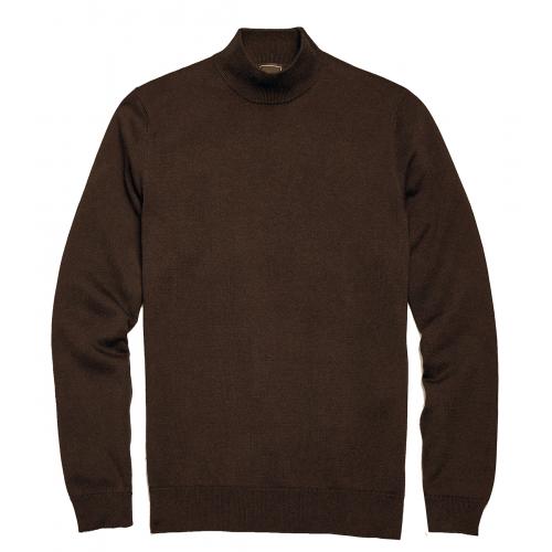Bagazio Brown Cotton Blend Mockneck Sweater VT041