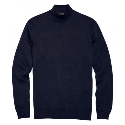Bagazio Navy Blue Cotton Blend Mockneck Sweater VT041