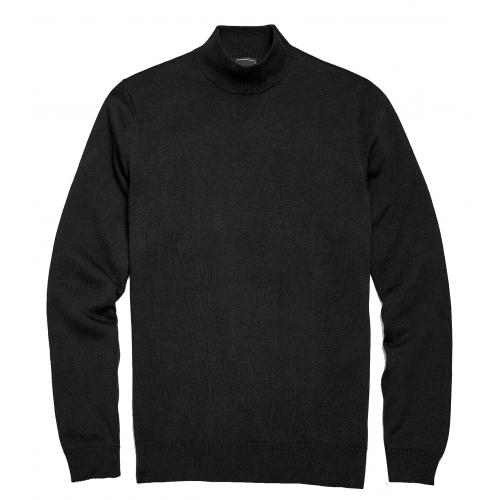 Bagazio Black Cotton Blend Mockneck Sweater VT041