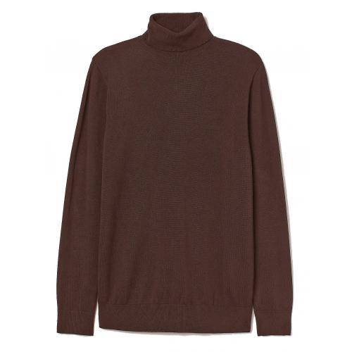 Bagazio Brown Cotton Blend Modern Fit Turtleneck Sweater Shirt BM2102