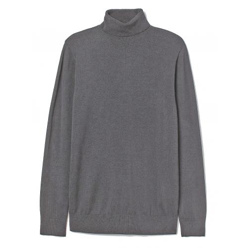 Bagazio Silver Grey Cotton Blend Modern Fit Turtleneck Sweater Shirt BM2102