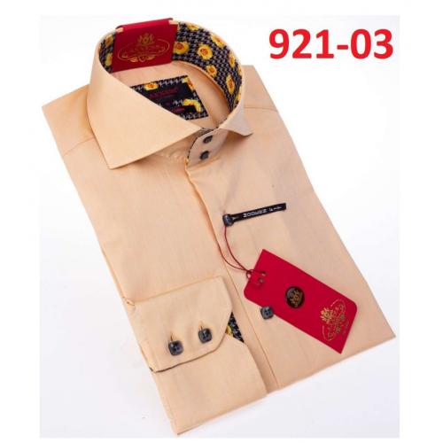 Axxess Tan Cotton Modern Fit Dress Shirt With Button Cuff 921-03.